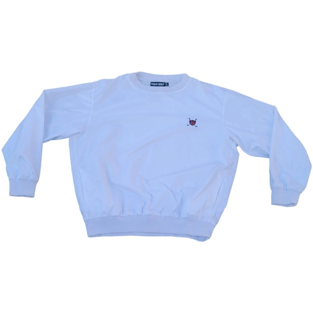 Vintage Ralph‎ Lauren Polo Golf Windbreaker Crewneck Jacket Size Large White BG
